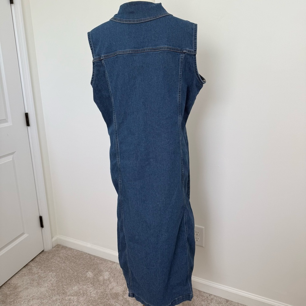 Bebe Y2K Denim Button Down Sleeveless Midi Dress Sz 3X‎ - Picture 5 of 12